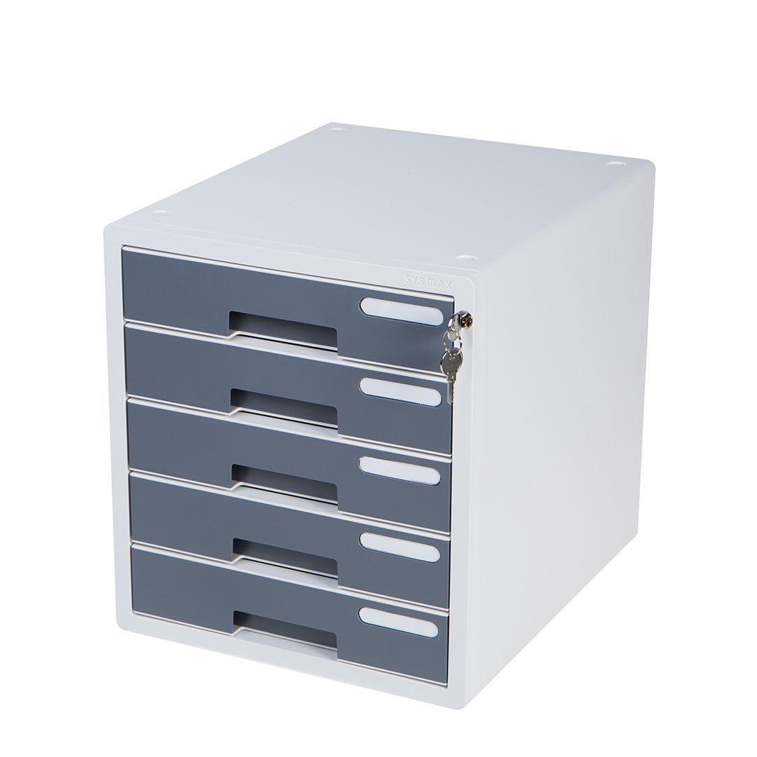 Grey File Set Sysmax | Lockable File Cabinet | 5 Drawers | Grey|Deluxe Color | For O ...