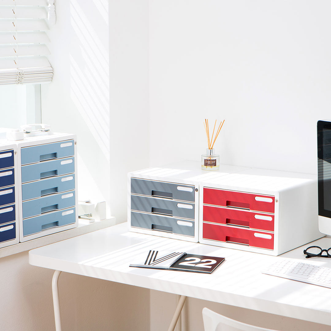 Sysmax | Lockable File Cabinet | 3 Drawers | Navy Blue|Deluxe Color | For Office School  & Hospital