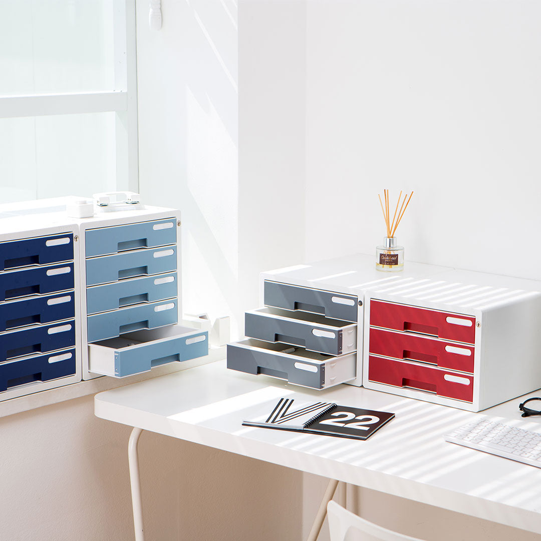 Sysmax | Lockable File Cabinet | 3 Drawers | Navy Blue|Deluxe Color | For Office School  & Hospital