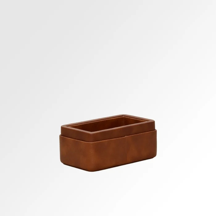 Unmet Desire Visiting Card Holder for Desk | Faux Leather | Rectangular | Classic | Tan