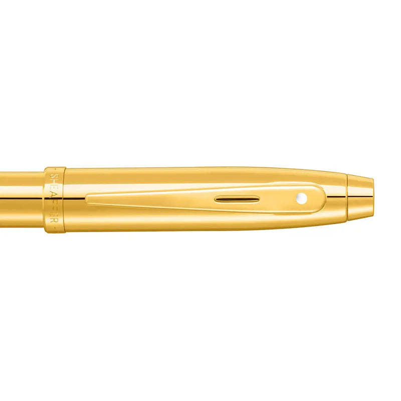 Sheaffer 100 9372 Glossy PVD Gold With PVD Gold Trim Fountain Pen Medium Nib