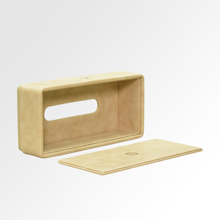Unmet Desire Tissue Box Holder for Home and Office in Premium Faux Leather | Size: 9.5 x 4.5 x 2.5(H) Inches | Moderno Cream