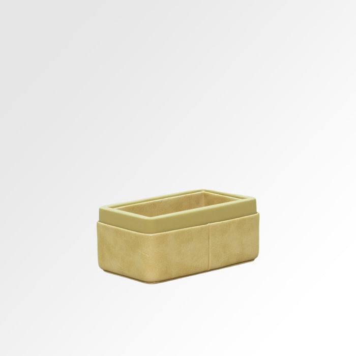 Unmet Desire Visiting Card Holder for Desk | Faux Leather | Rectangular | Moderno | Cream