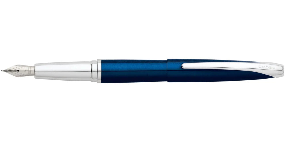 Cross AT0886-37MS ATX® Translucent Blue Lacquer Stainless Steel Medium Nib Fountain Pen