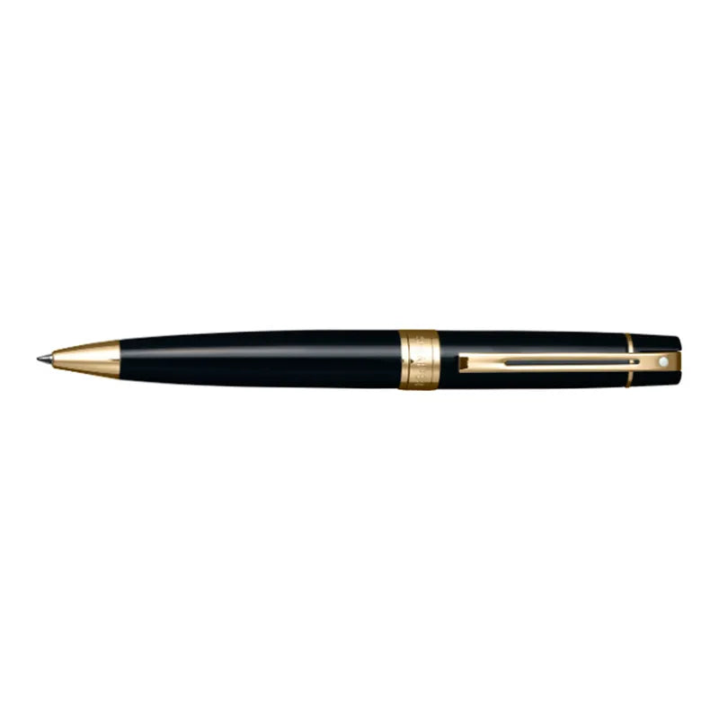 Sheaffer Gift Set Glossy Black 300 9325 Ballpoint Pen With Gold-Tone Trim Pen Pouch