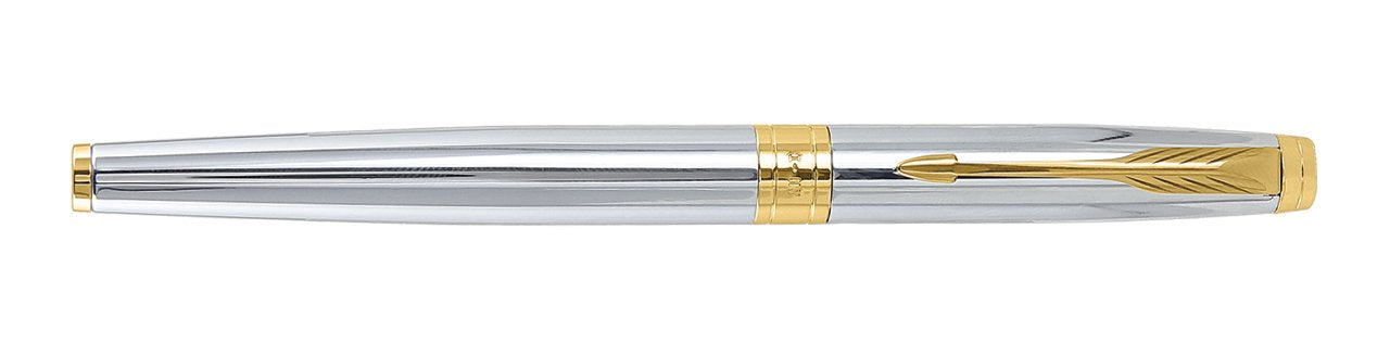 Parker Aster Shiny Chrome Gold Trim Rollerball Pen