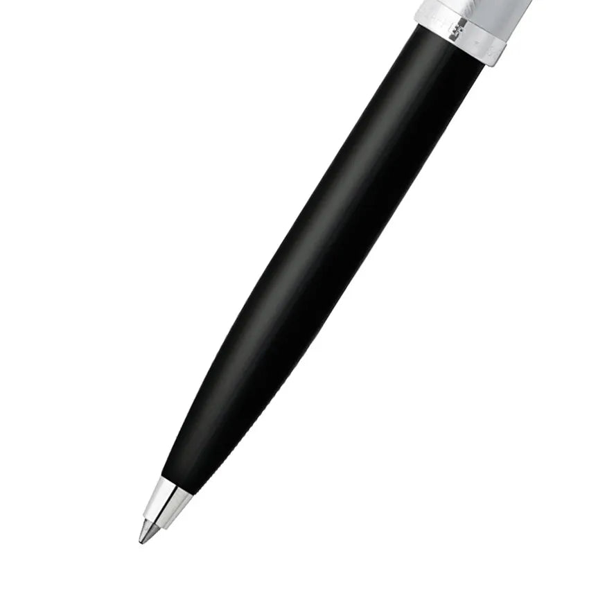 Sheaffer 100 9313  Black And Brushed Chrome With Chrome Plated Trim Ballpoint Pen