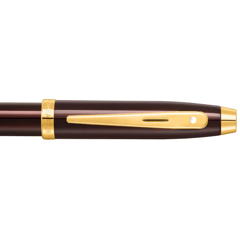 Sheaffer 100 9370 Glossy Coffee Brown With PVD Gold-Tone Trim Fountain Pen Medium Nib