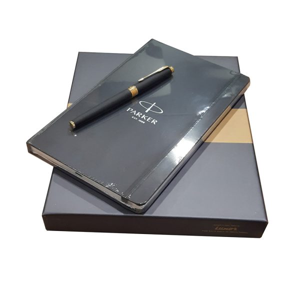 Parker Aster Matte Black GT Rollerball Pen With Large Notebook