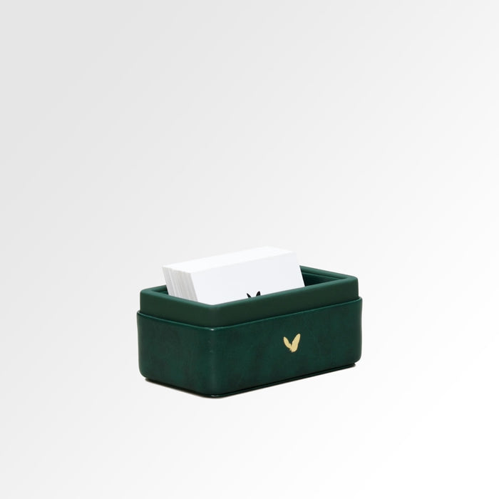 Unmet Desire Visiting Card Holder for Desk | Faux Leather | Rectangular | Moderno | Olive Green