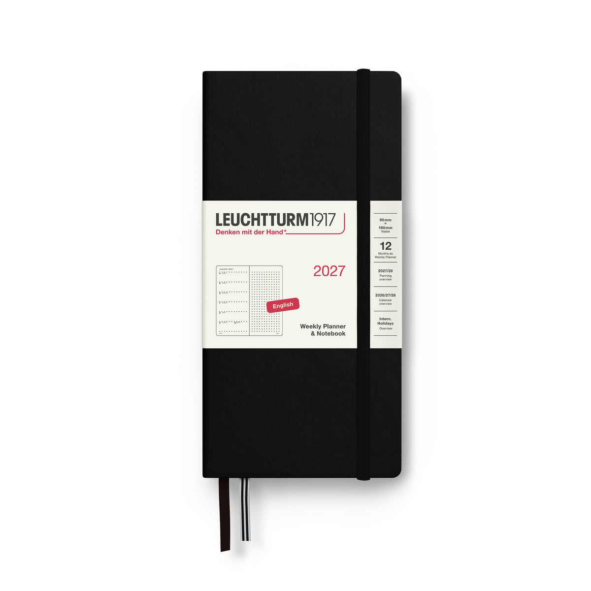 Leuchtturm1917 2027 Weekly Planner Dotted (B6+Xa6) - Black