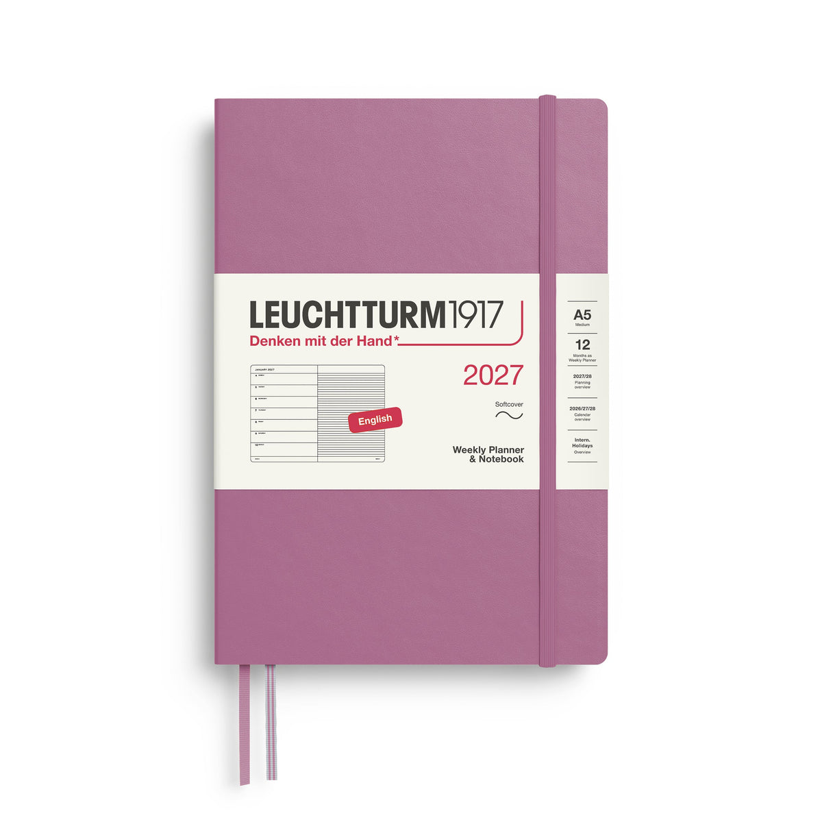 Leuchtturm1917 2027 Weekly Planner A5 Softcover - Dusty Rose