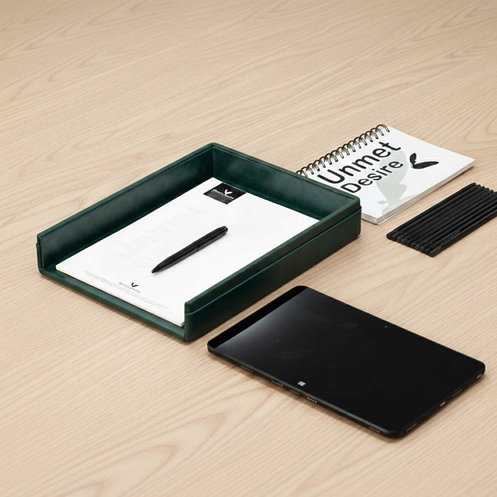 Unmet Desire A4 Paper Tray / Letter Tray | Faux Leather | Moderno | Olive Green