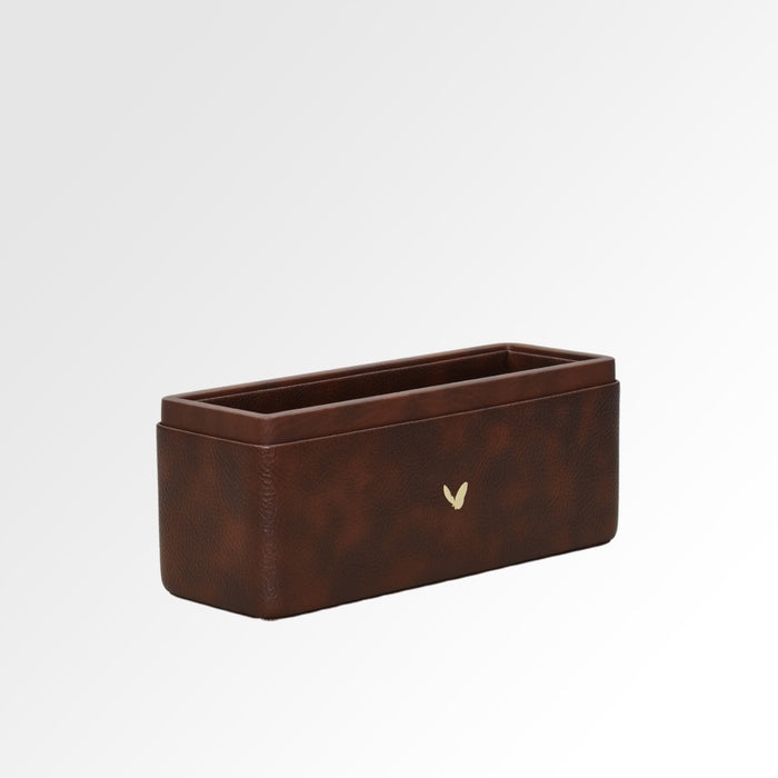 Unmet Desire Pen/Pencil Holder | Faux Leather | Rectangular Large | Classic | Brown