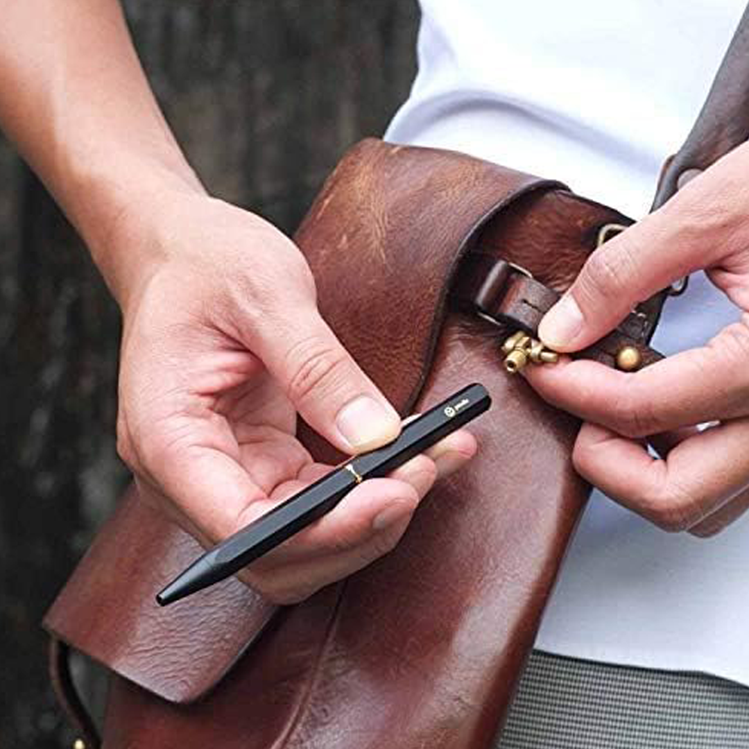 Ystudio | Ball Point Pen | Black Portable | Classic Revolve Series | Metal Brass Body | Fine