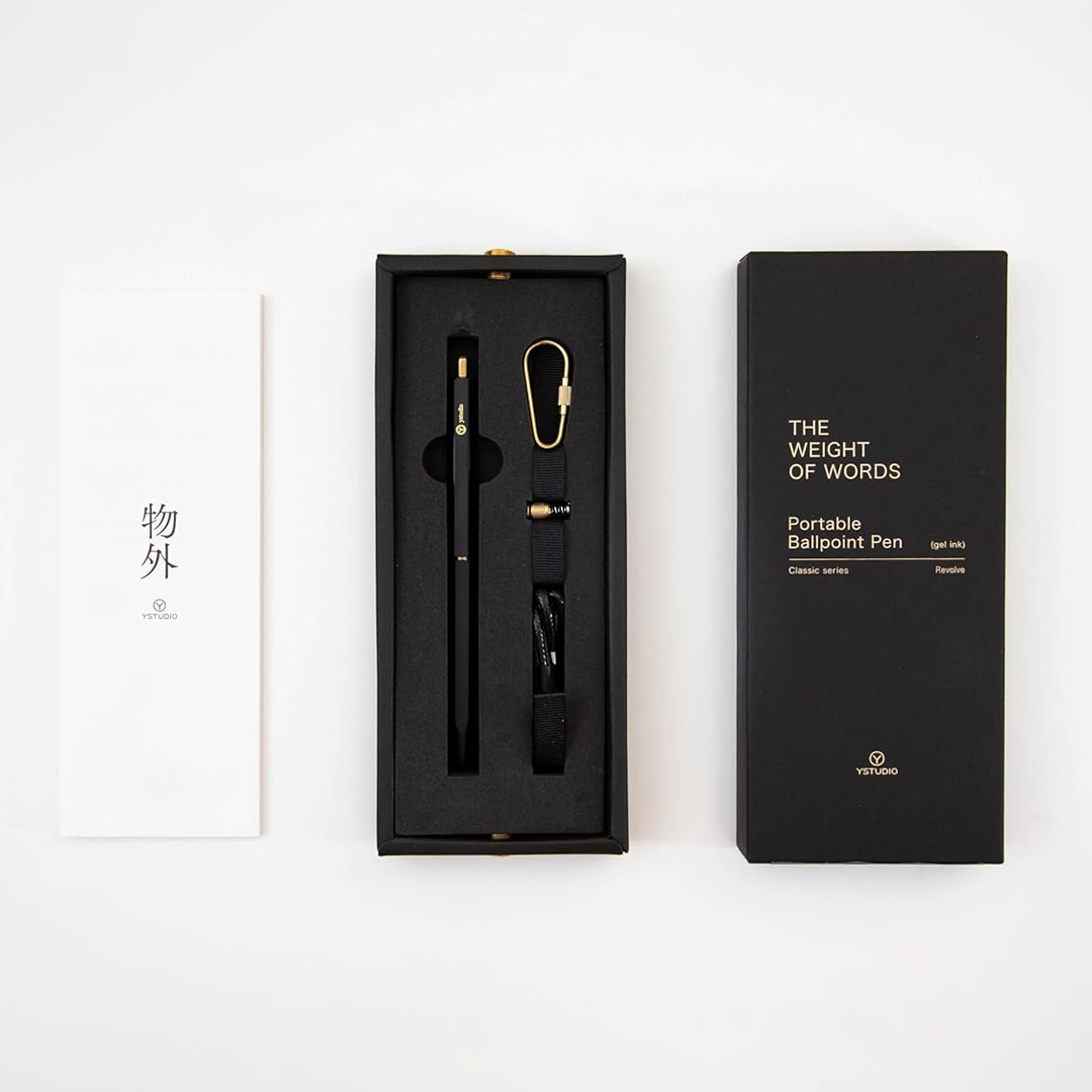 Ystudio | Ball Point Pen | Black Portable | Classic Revolve Series | Metal Brass Body | Fine