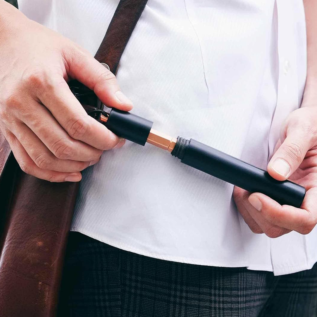 Ystudio Portable Copper Fountain Pen – Fine Nib, Gold-Plated Trim