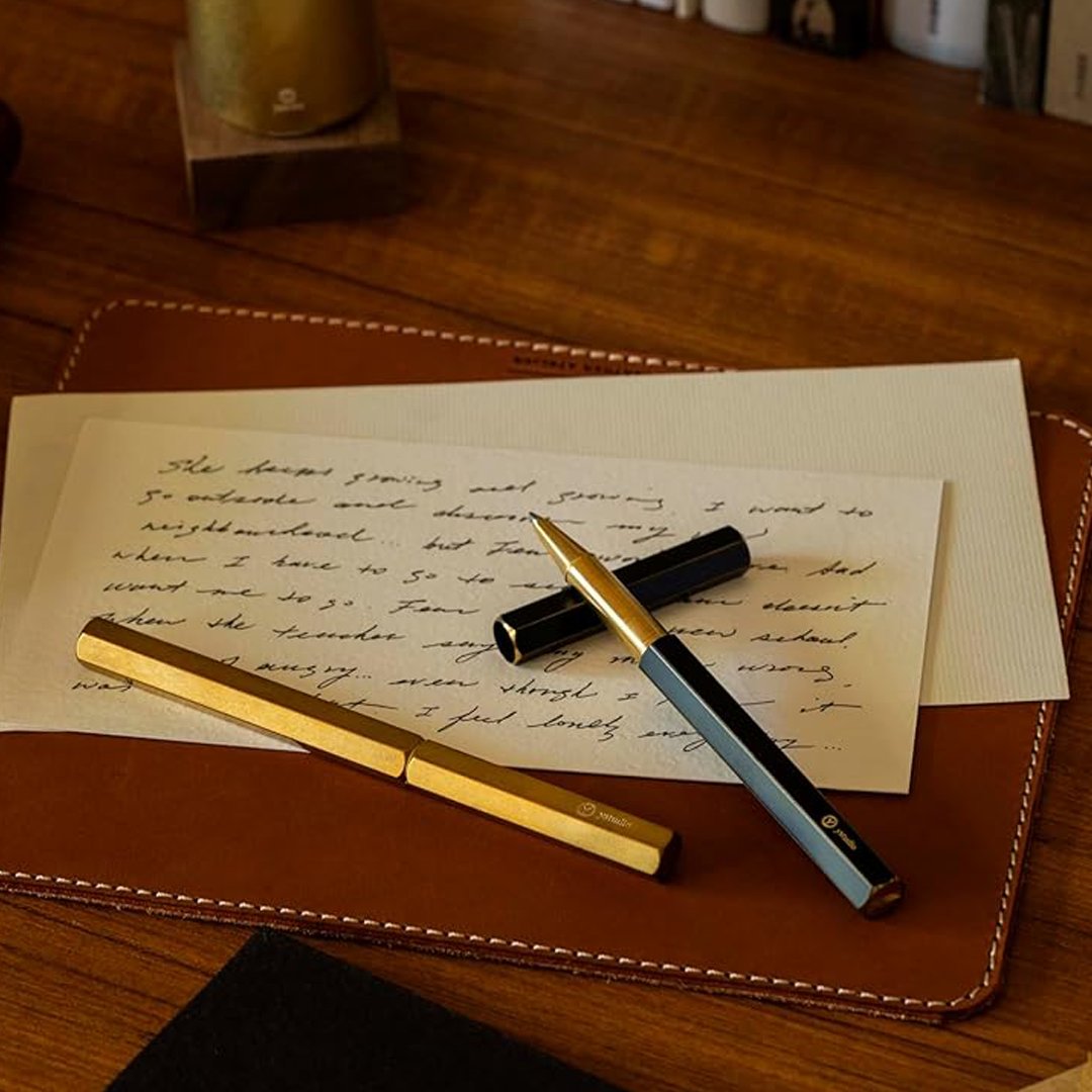 Ystudio Classic Rollerball Pen – Black Brassing (Fine Nib)