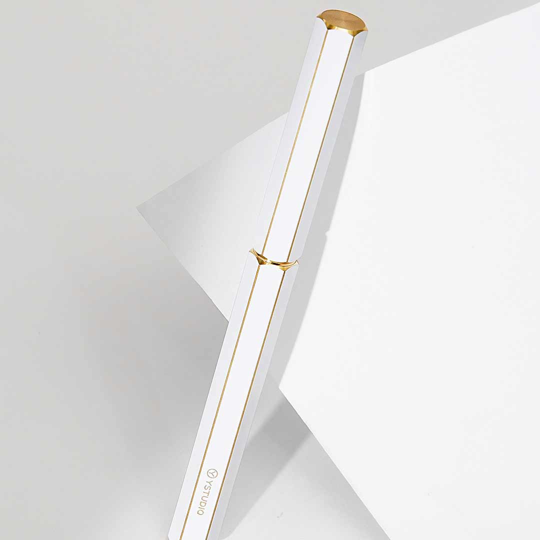 Ystudio | Rollerball Pen | Classic Revolve | Brass White