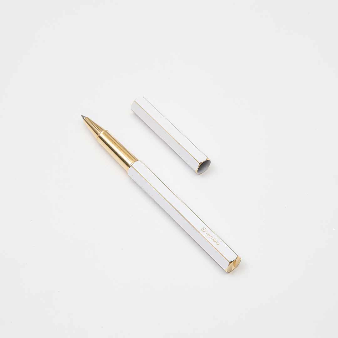 Ystudio | Rollerball Pen | Classic Revolve | Brass White