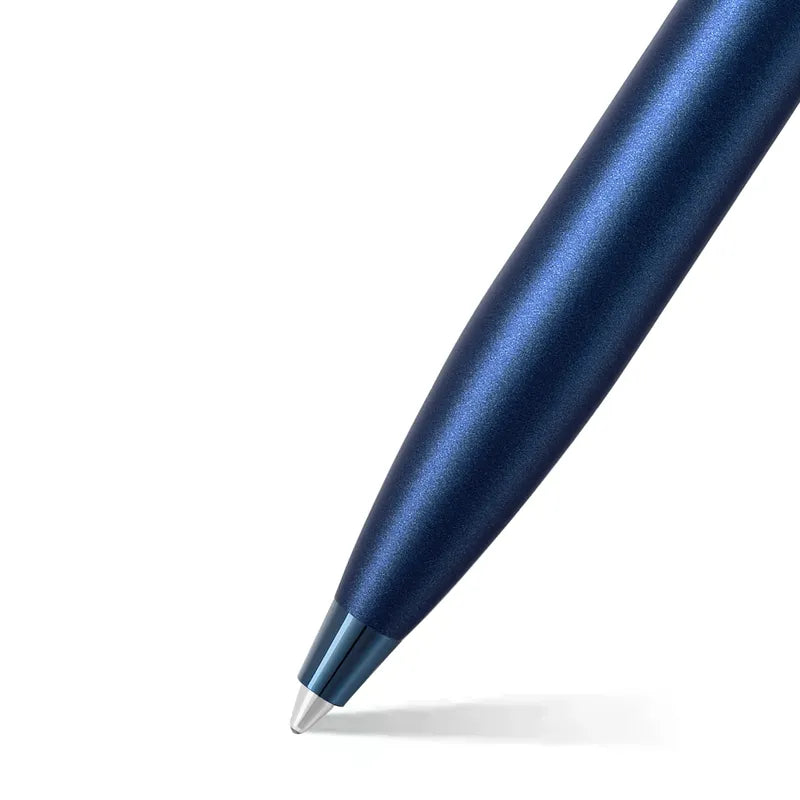 Sheaffer 100 9371 Satin Blue With PVD Blue Trim Ballpoint Pen