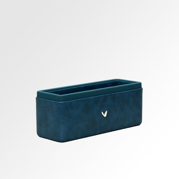 Unmet Desire Pen/Pencil Holder | Faux Leather | Rectangular Large | Moderno | Blue